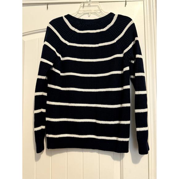L. L. Bean  Sweater Blue with White Stripes Size Medium - Picture 7 of 11